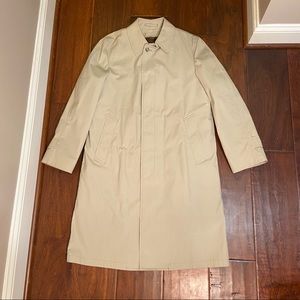 EUC Button Down London Fog Maincoats Trench Coat Faux Fur Lining 36 Regular